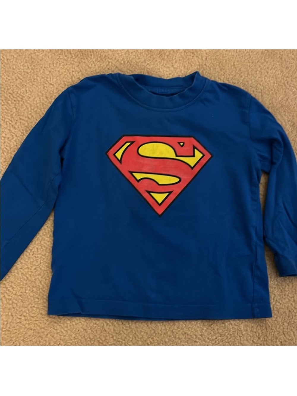 2T Blue Superman Long Sleeve Shirt with Red & Yellow Logo